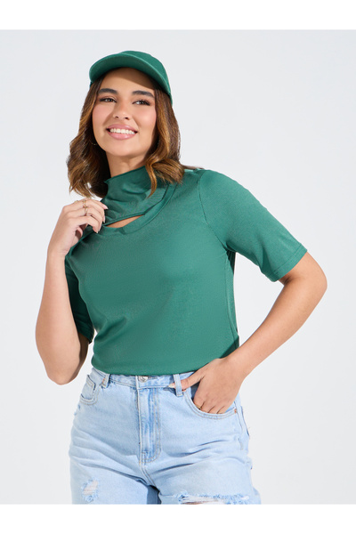 Styli Rib Cut-Out Detail Knit Top