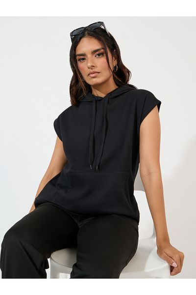 Styli Regular Fit Sleeveless Hoodie with Dropped Shoulder