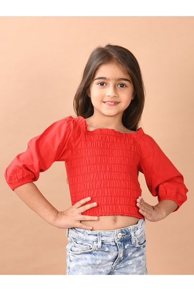 LilPicks By Styli Square Neck Shirred Crop Top