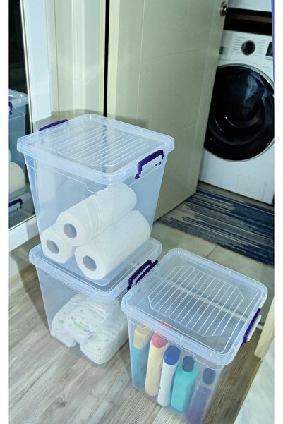 biedda 20 Litre 3 Adet Plastik Kilitli Kapaklı Dikey Derin Saklama Düzenleme ...