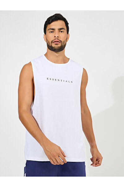 Styli Minimal Print Drop Armhole Cotton Tank