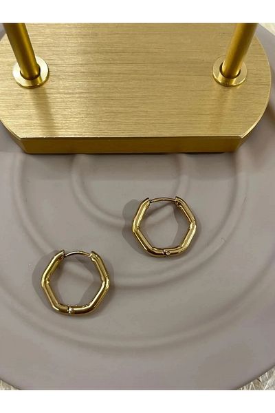 YASİN TOPÇU Steel Gold Earrings