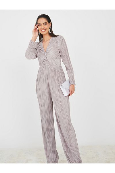 Styli Pleated Front Twist Detail Jumpsuit
