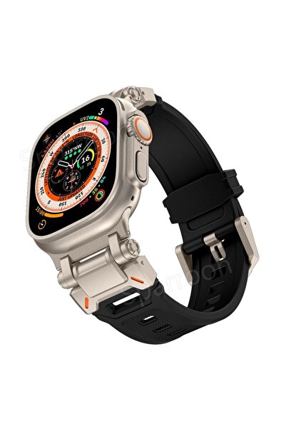 UnDePlus Apple Watch Ultra 1/2/3 49mm Uyumlu Titanyum Metal Bağlantı Kitli Si...