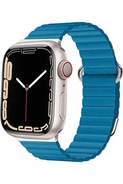 UnDePlus Apple Watch 10/11 42mm-38/40/41mm Kordon Mıknatıslı Magnetik Deri Ko...