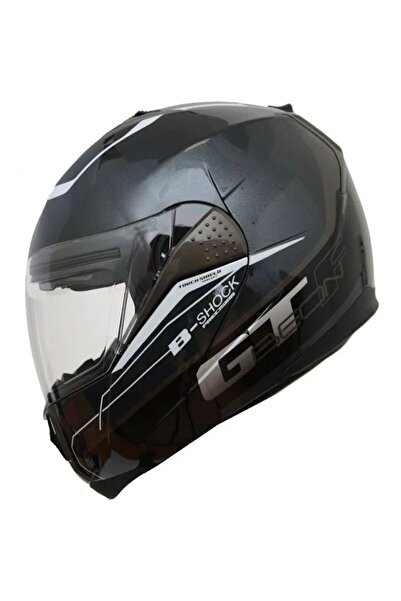 Genel Markalar Beon Çene Açılır Vizörlü Gri Siyah B-Shock Kask XL Beden
