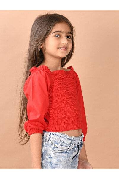 LilPicks By Styli Square Neck Shirred Crop Top