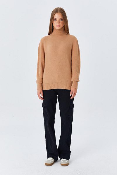 Mixray 6278 Μοντέλο Camel Turtleneck Γυναικείο Πλεκτό Πουλόβερ - Γενειοφόρο