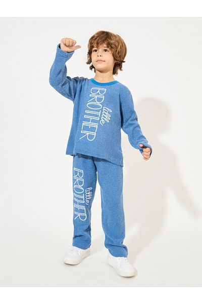 Styli Letter Embroidery Terry Sweatshirt & Joggers Set
