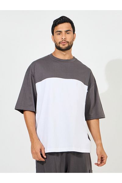 Styli Color Block Heavy Cotton Jersey T-Shirt & Cargo Shorts Co-Ords