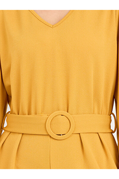 Styli Textured Knit Belted Wide Leg Jumpsuit