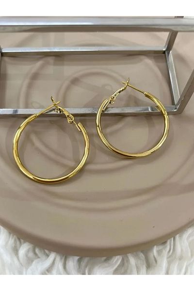 YASİN TOPÇU Steel Gold Earrings