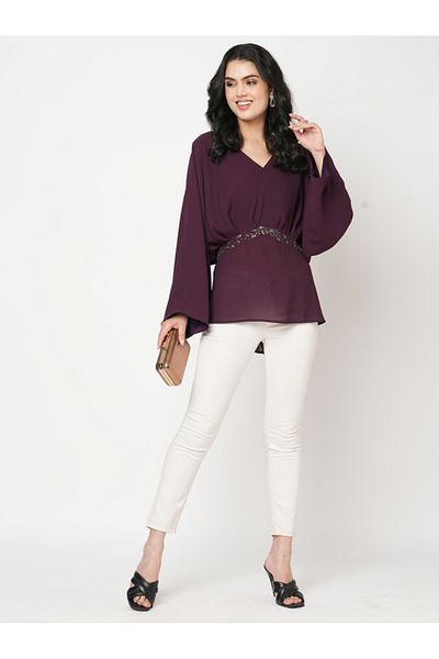 Mish By Styli بلوزة فضفاضة على شكل كيمونو مع خصر مزين