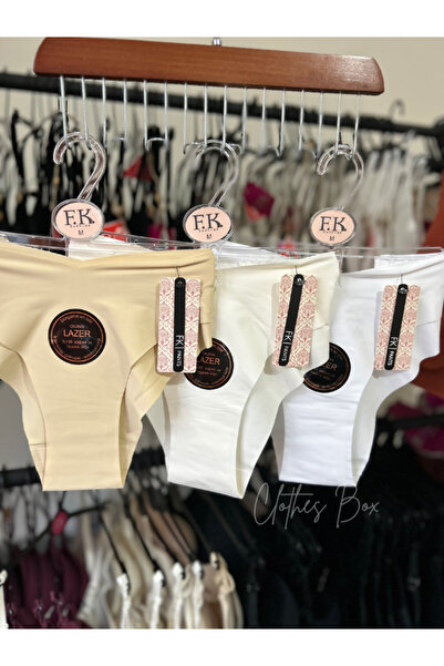 F.K Laser Cut Seamless 3-Piece Women's Bikini Panties Pack - Non-Marking (Ten-Ekru-White)