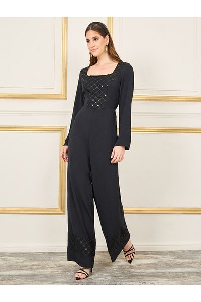 Styli Embellished Wide Leg Jumpsuit