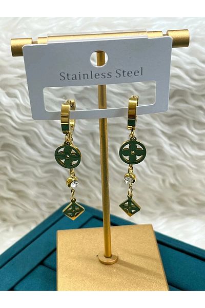 YASİN TOPÇU Steel Gold Dangle Marginal Earrings