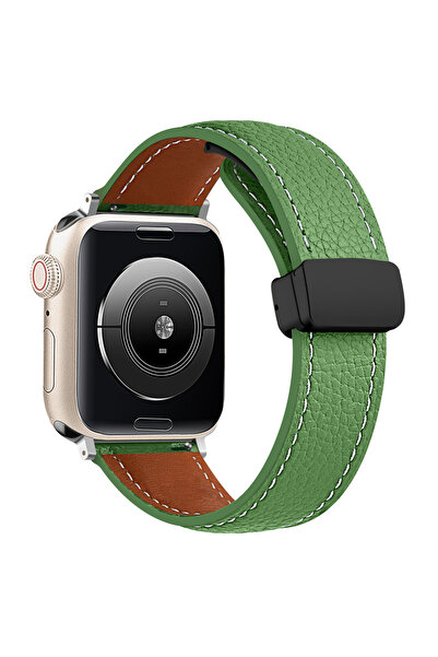 UnDePlus Apple Watch 10/11 42mm-38/40/41mm Kordon Magnetli PU Deri Kordon 2/3/4/5/6/se/7/8/9