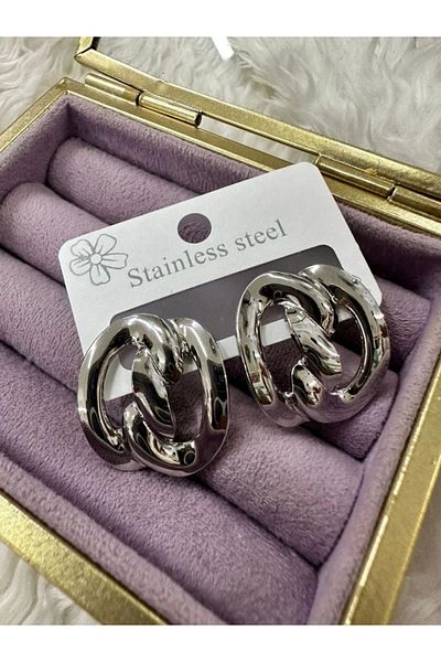 YASİN TOPÇU Steel Silver Earrings