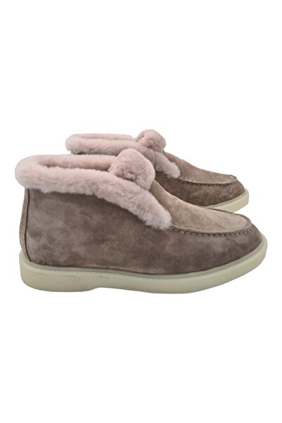 Genel Markalar Hakiki Deri İçi Hakiki Kürk Bej Kadın Günlük Bot