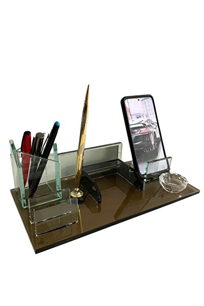 Woosen Kişiye Özel Bronz Isimlik - Kristal Masaüstü Kalemlik - Ofis Büro Maka...