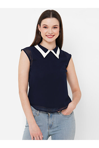 Mish By Styli Contrast Collar Sleeveless Top