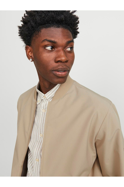 Jack & Jones Solid Bomber Jacket with Ribbed Cuff