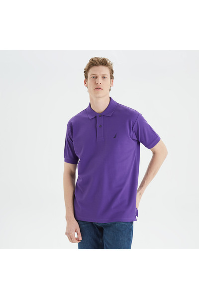 Nautica Erkek Mor Classic Fit Kısa Kollu Polo Yaka T-Shirt