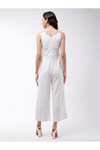 Miss Chase By Styli A Beautiful Morning Sequined Jumpsuit Off-White