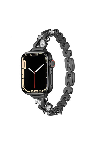 UnDePlus Apple Watch 10/11 42mm-38/40/41mm Kordon Taşlı İnce Metal Kordon 103...