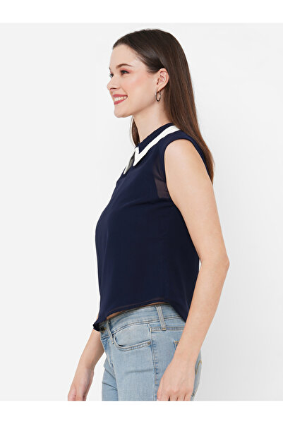 Mish By Styli Contrast Collar Sleeveless Top