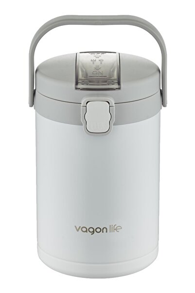 Vagonlife Steel Food Thermos Thermal Insulated 3 Bowls 2.1Lt Leakproof Vacuum Pot with Carrying Handle -Ff10
