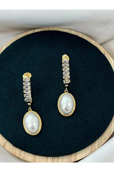 YASİN TOPÇU Steel Gold Earrings