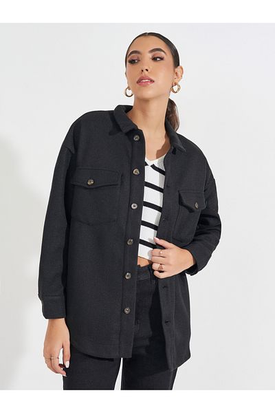 Styli Oversized Longline Wool Like Shacket