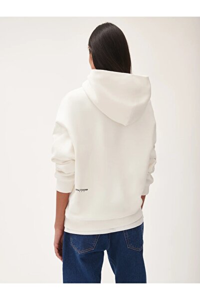 The Champ Clothing Λευκό Unisex Hooded Nature Concept Φούτερ με στάμπα με κουκούλα