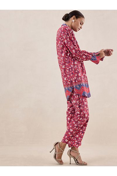 Femmella By Styli Floral Print Longline Shirt & Trouser Co-Ords