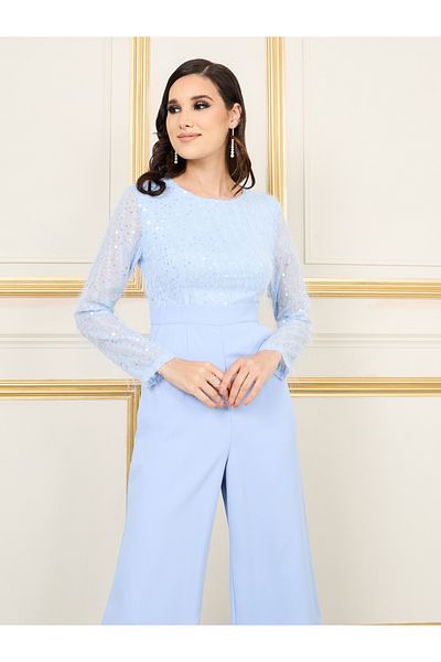 Styli Sequin Tassel Detail Wide Leg Tailored Jumpsuit