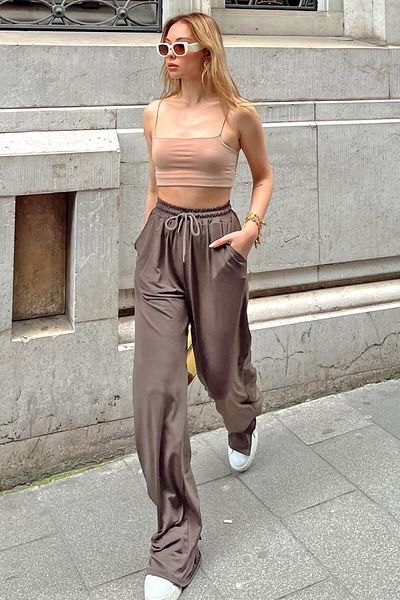 Swist Damen-Jogginghose mit Nerz-Taille, elastischem Bund und geschlitzten Beinen