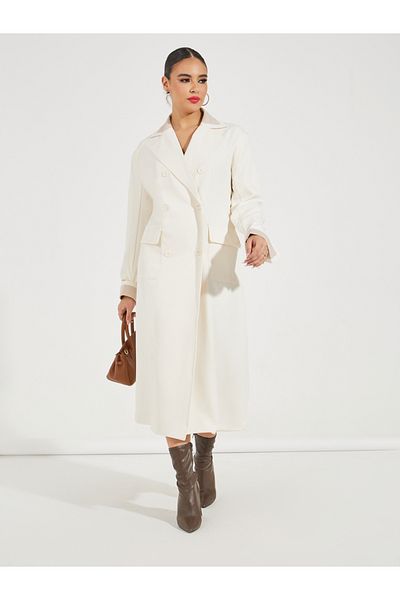 Styli Oversized Midi Length Double Breasted Trench Coat