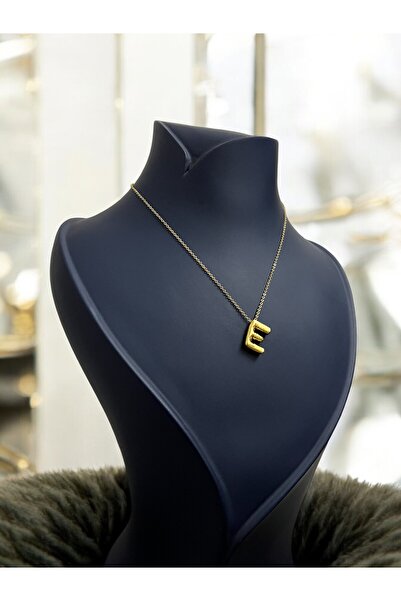 BRİLLANO E Harfli Balon Gold Renk Kolye & Takı Aksesuarı