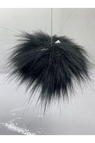 sç Saraçoğlu Çanta 7cm Decoration Accessory - Plush Pompom Scarf Beanie Bag, Black 10 Pack with String