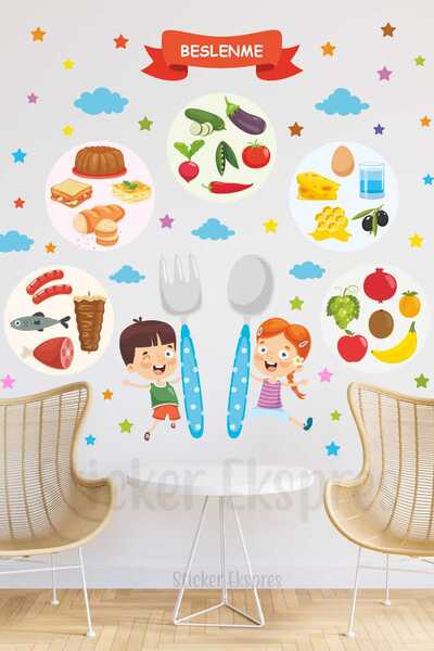 Sticker Ekspres Nutrition and Kids Themed Kindergarten Nursery School Dining ...
