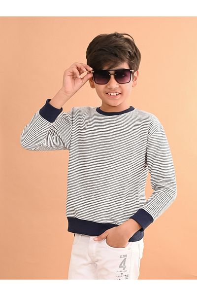 LilPicks By Styli Striped Round Neck Sweatshirt
