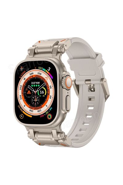 UnDePlus Apple Watch 42/44/45/46/49mm - with Titanium Metal and Silicone Link Kit 101