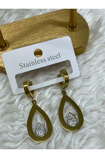 YASİN TOPÇU Steel Gold Earrings