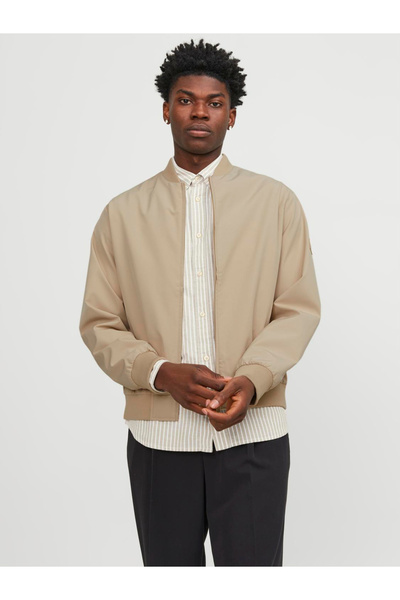 Jack & Jones Solid Bomber Jacket with Ribbed Cuff