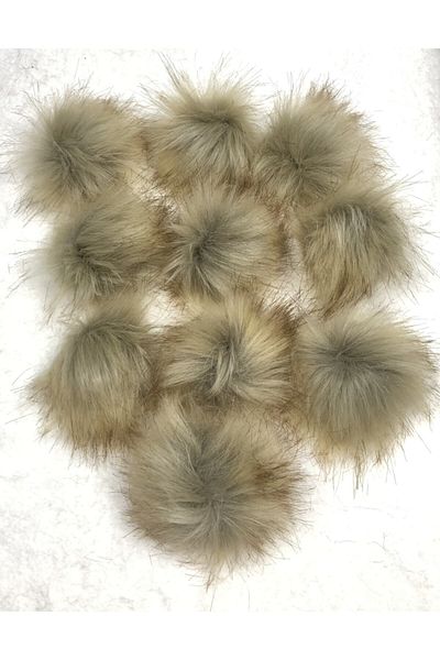 sç Saraçoğlu Çanta Mink White Plush Pompom Scarf Beanie Bag - 7cm Diameter, 10 Pack Drawstring Decoration Accessory