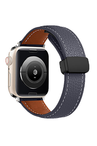 UnDePlus Apple Watch 10/11 42mm-38/40/41mm Kordon Magnetli PU Deri Kordon 2/3/4/5/6/se/7/8/9