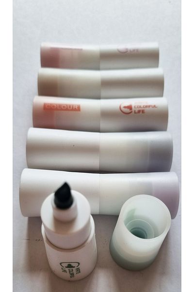 Modellino 6 Pack White Lipstick - Soft Pastel Colors, Colorful Life Cut-Tip Highlighter