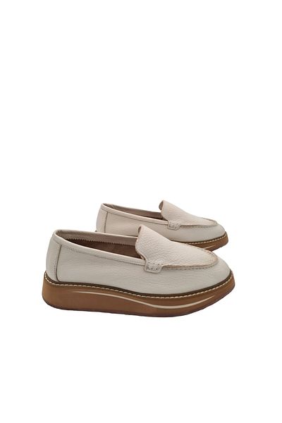 LOPY Genuine Leather Beige Women's Casual Shoes