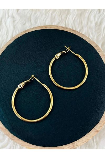YASİN TOPÇU Steel Gold Earrings